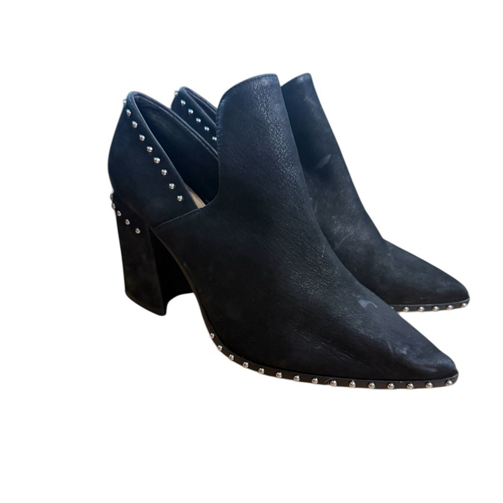 Gianni Bini Black Studded Pointed-Toe Block Heel Ankle Slouch Booties Size 7.5
